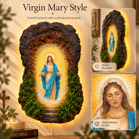 Sacred Grotto Virgin Mary Style illuminated devotional wall art